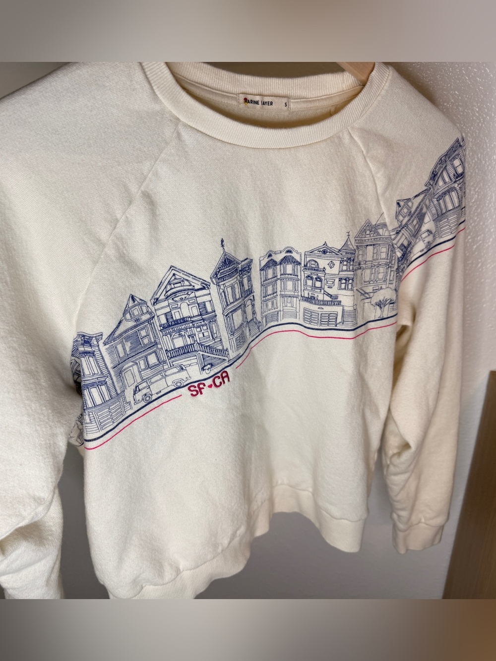 Marine Layer SF‑CA Graphic Crewneck Sweatshirt Cream Size Small